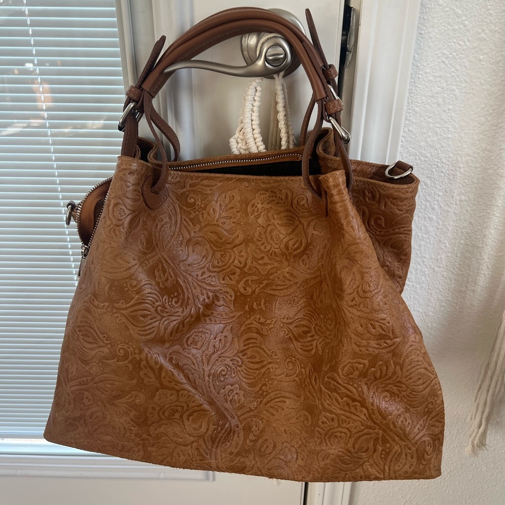 Elegant Brown genuine leather  Tote Bag xl